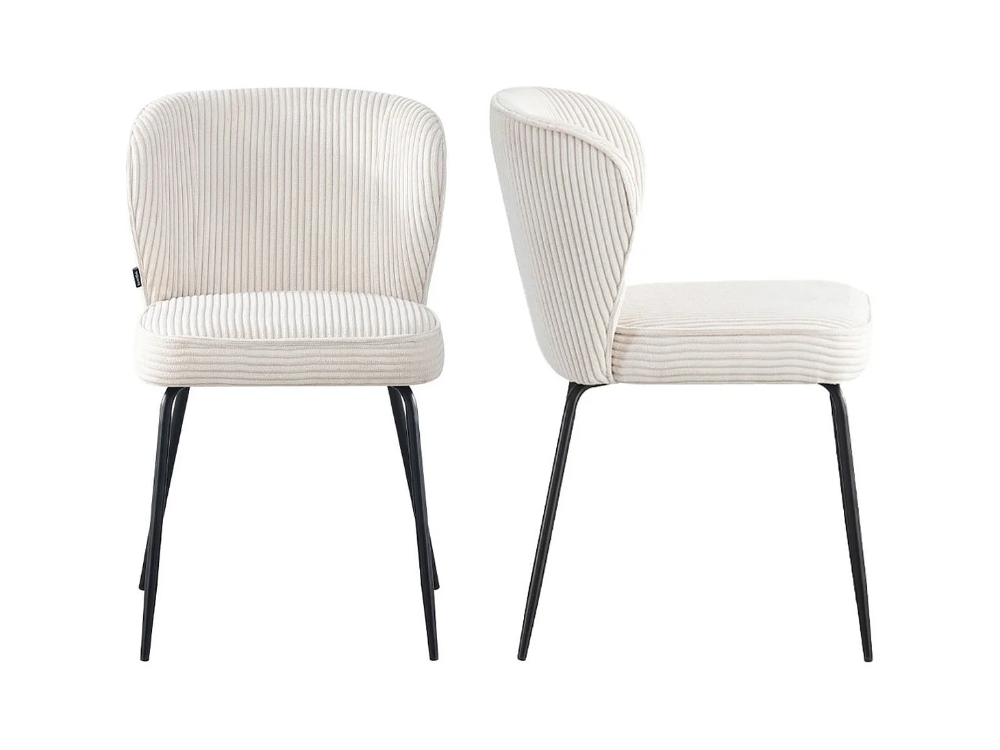 Lot de 2 chaises en velours côtelé beige - Tara