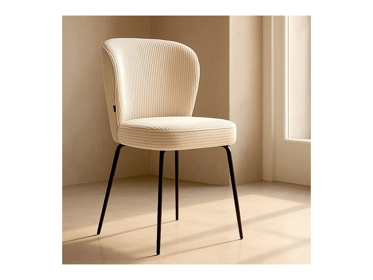 Lot de 2 chaises en velours côtelé beige - Tara