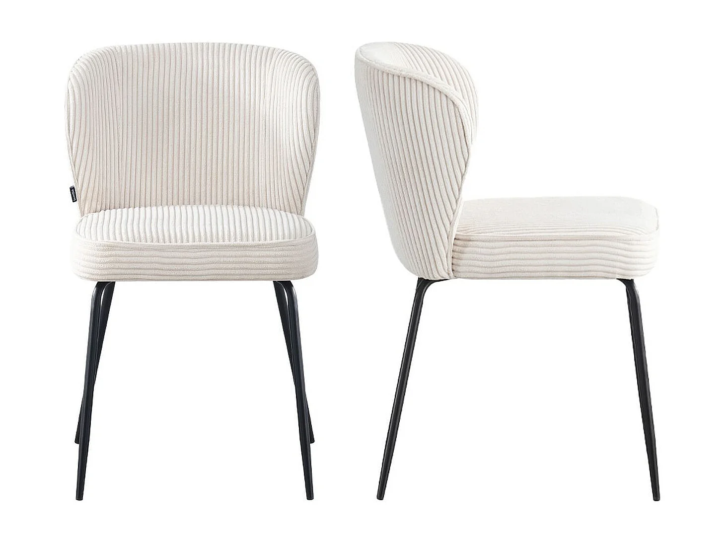 Lot de 2 chaises en velours côtelé beige - Tara