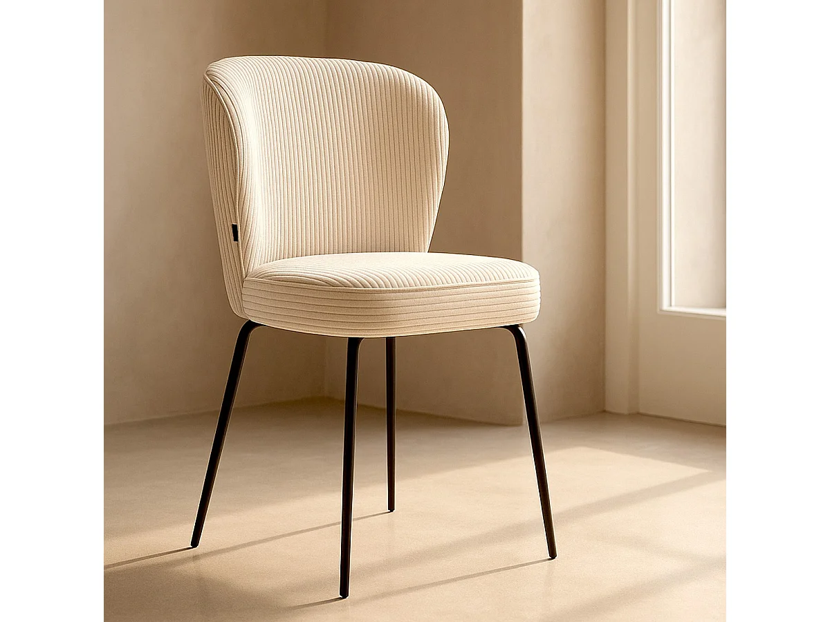 Lot de 2 chaises en velours côtelé beige - Tara