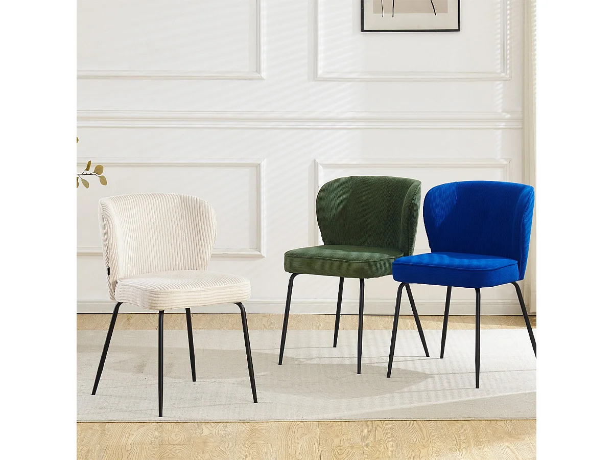 Lot de 2 chaises en velours côtelé beige - Tara