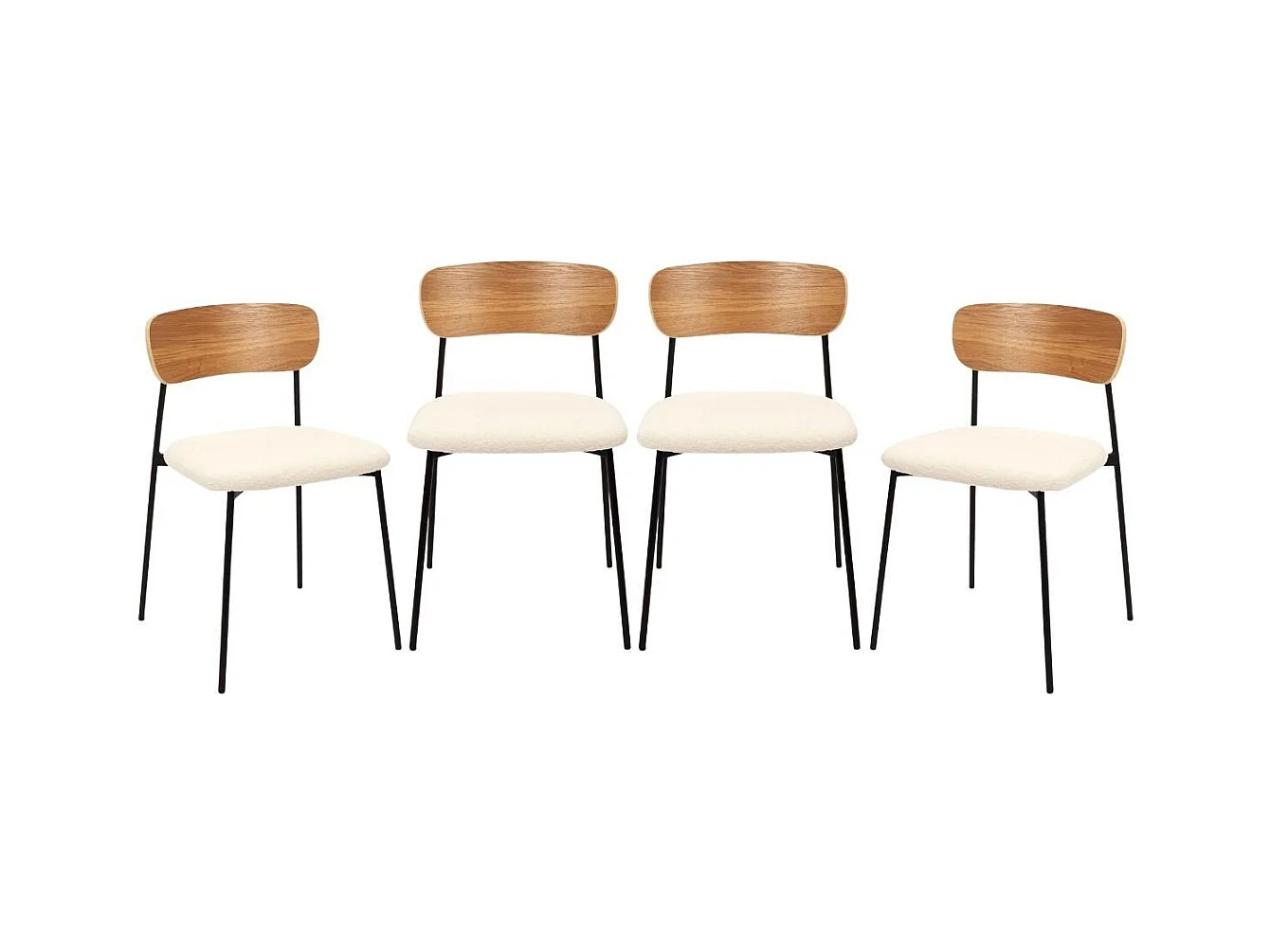 Lot de 4 chaises avec assise en tissu bouclette H78,3 cm - LOKI