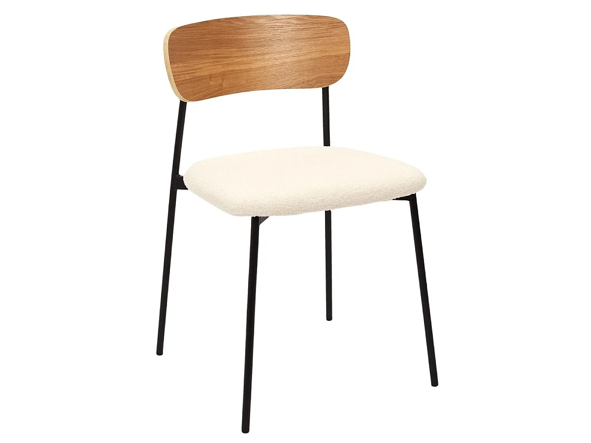 Set di 4 sedie in tessuto bouclé écru L46 cm - LIVIO