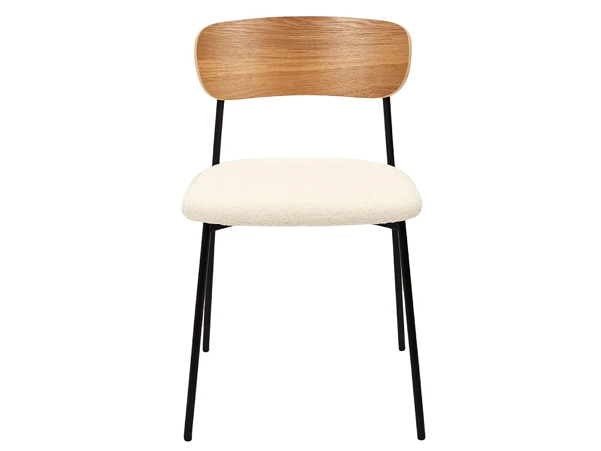 Set di 4 sedie in tessuto bouclé écru L46 cm - LIVIO