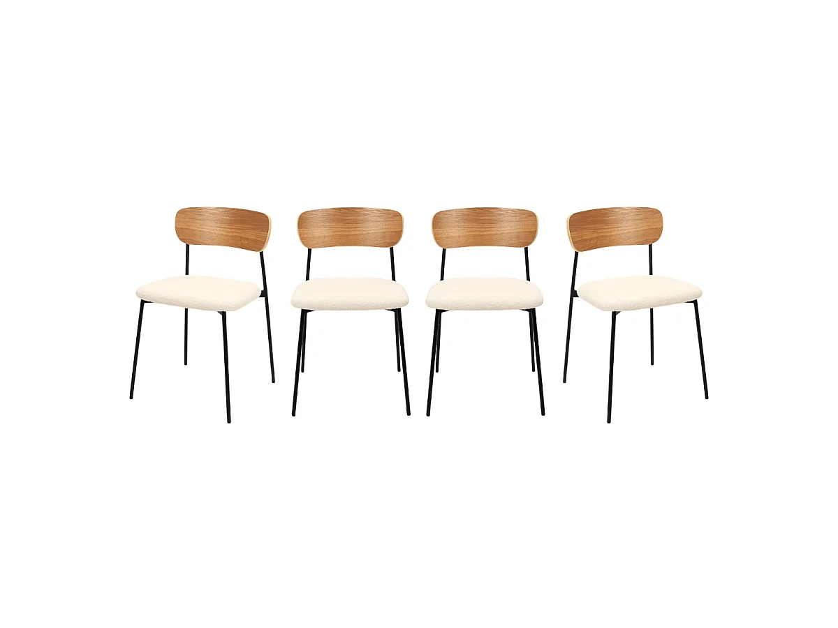 Set di 4 sedie in tessuto bouclé écru L46 cm - LIVIO