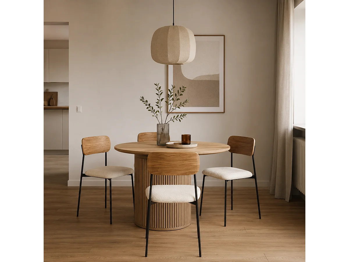 Set di 4 sedie in tessuto bouclé écru L46 cm - LIVIO