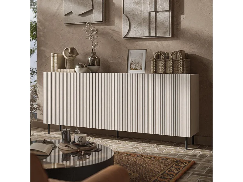 Buffet bas 4 portes 180 cm couleur cachemire ROTTERDAM