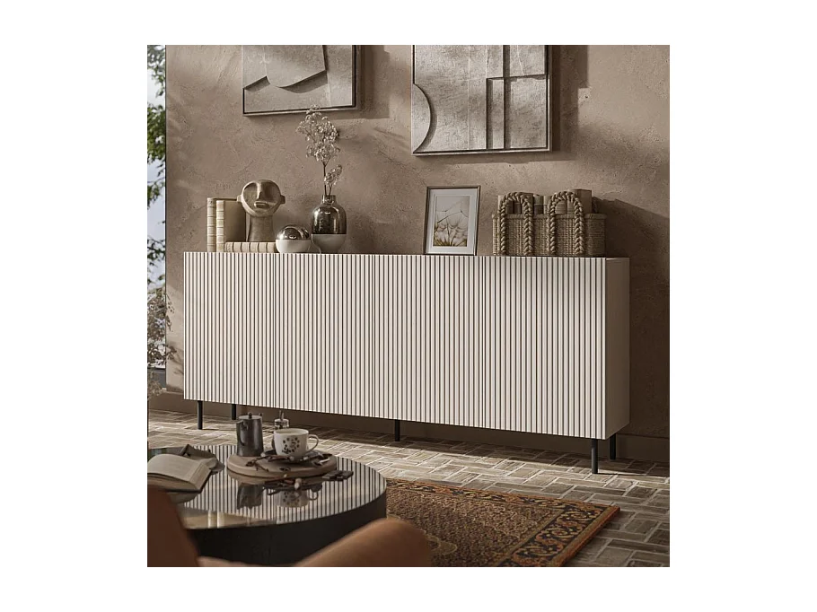 Buffet bas 4 portes 180 cm couleur cachemire ROTTERDAM