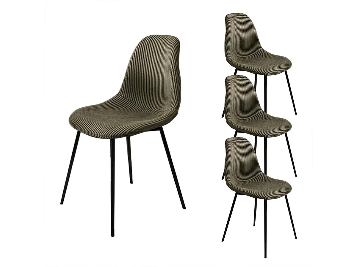 Set van 4 stoelen in ribfluweel met metalen poten H85 cm - SCOTT