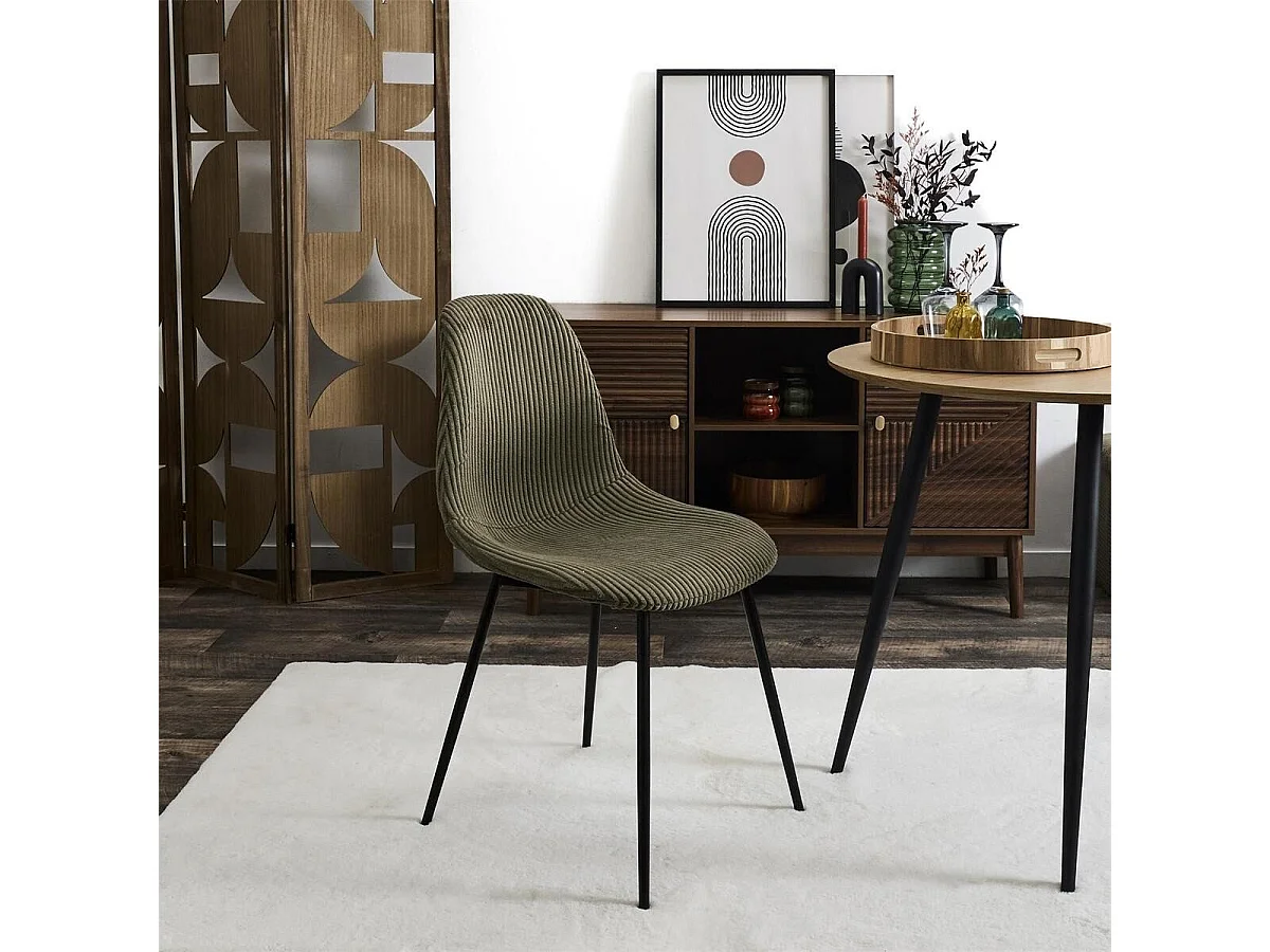 Set van 4 stoelen in ribfluweel met metalen poten H85 cm - SCOTT