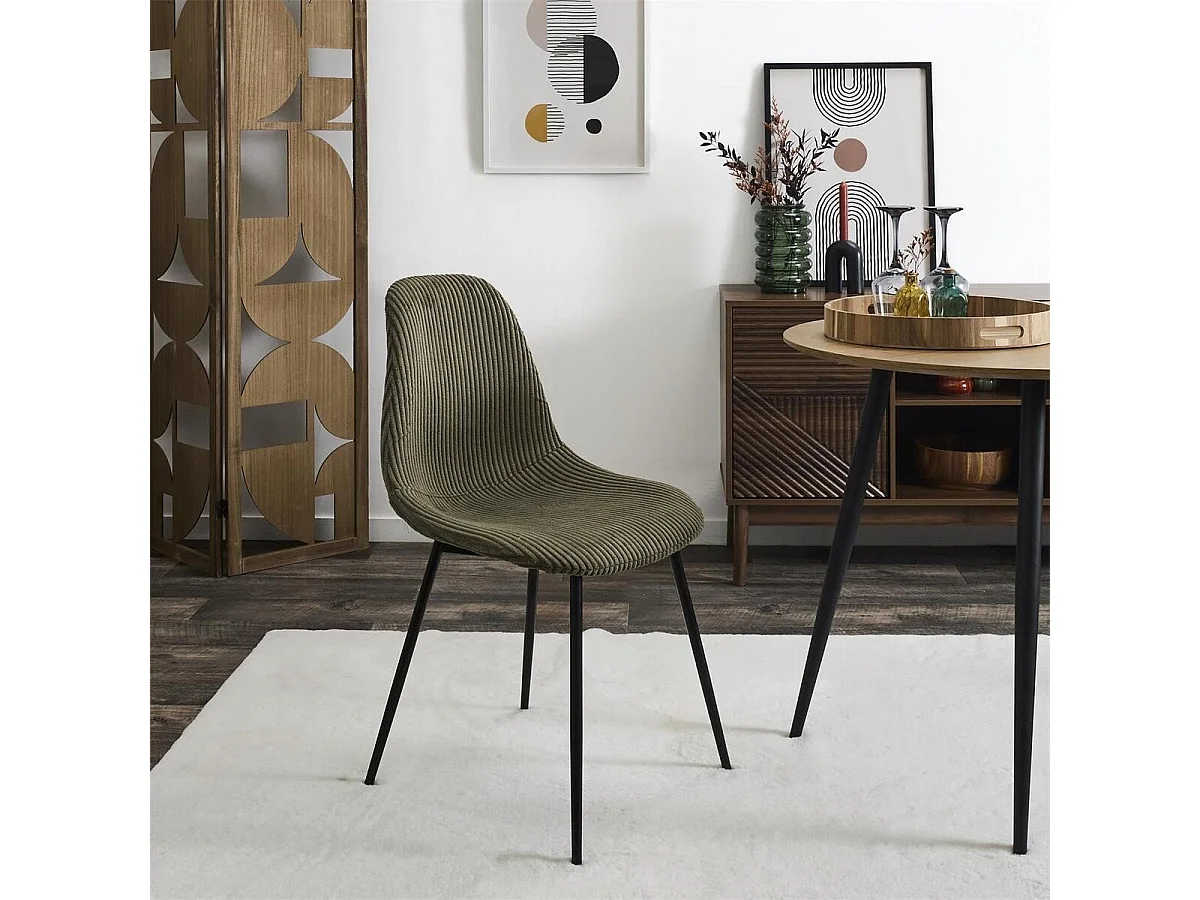 Set van 4 stoelen in ribfluweel met metalen poten H85 cm - SCOTT