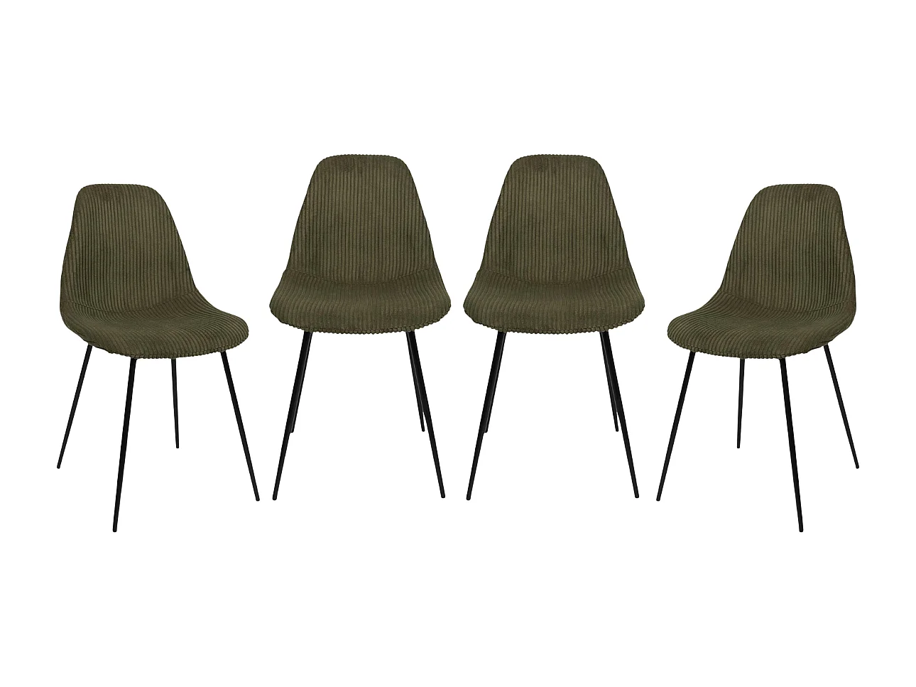 Set van 4 stoelen in ribfluweel met metalen poten H85 cm - SCOTT