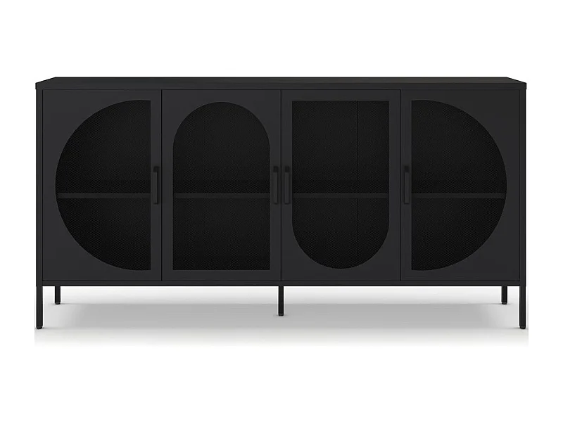 Buffet 4 portes en métal noir 160 cm - Inoa