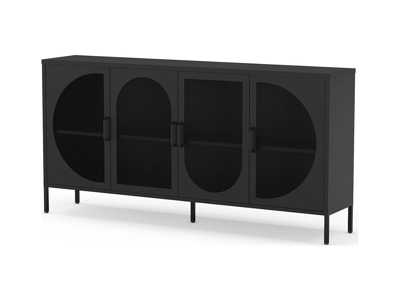 Buffet 4 portes en métal noir 160 cm - Inoa