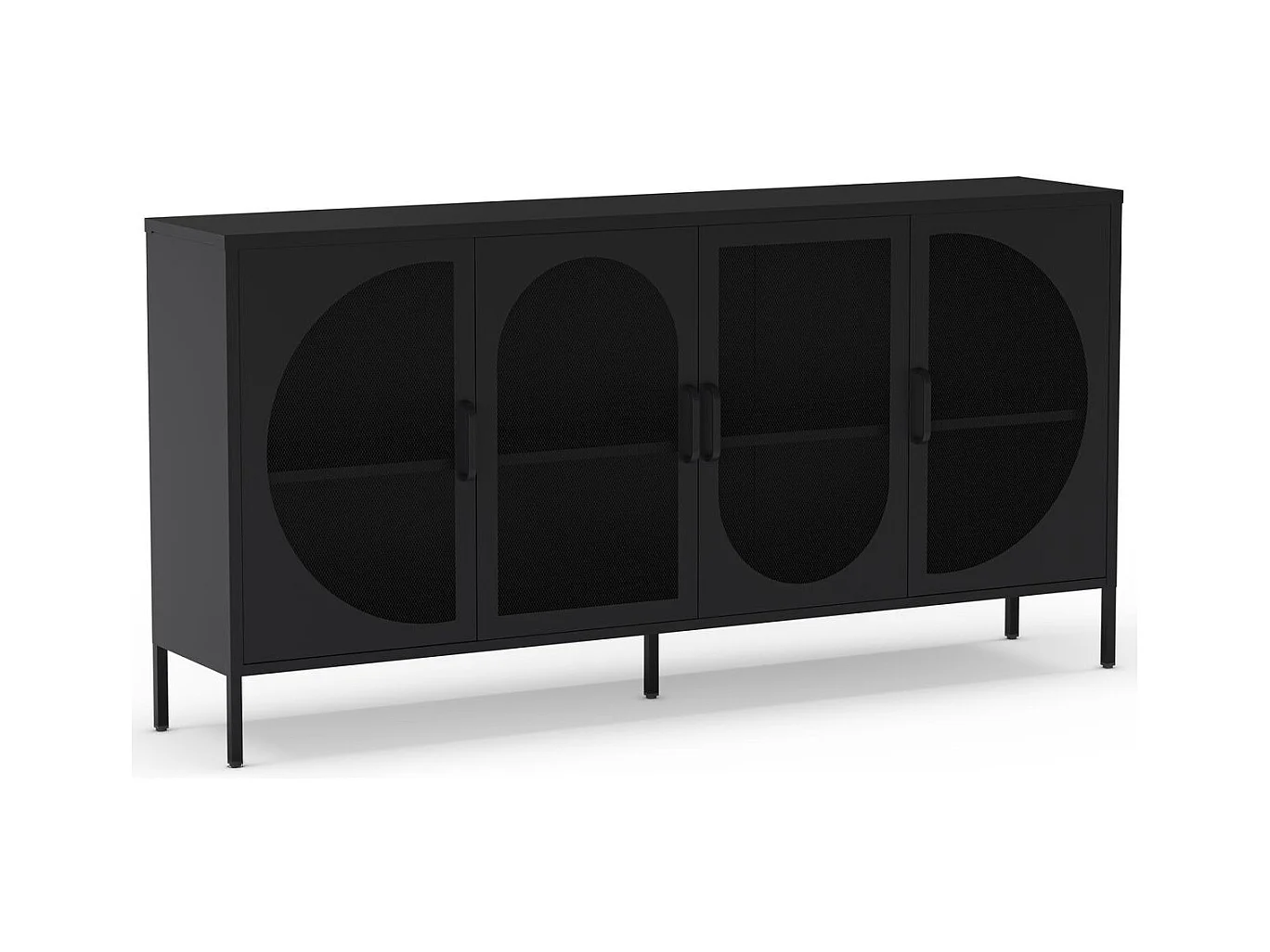 Buffet 4 portes en métal noir 160 cm - Inoa