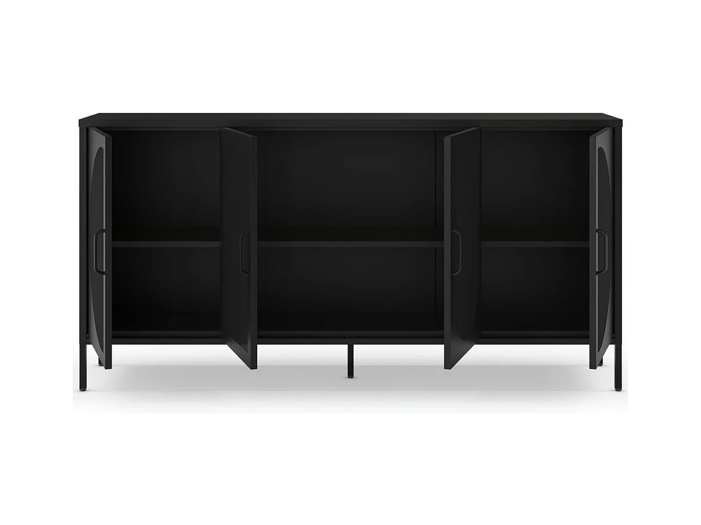 Buffet 4 portes en métal noir 160 cm - Inoa
