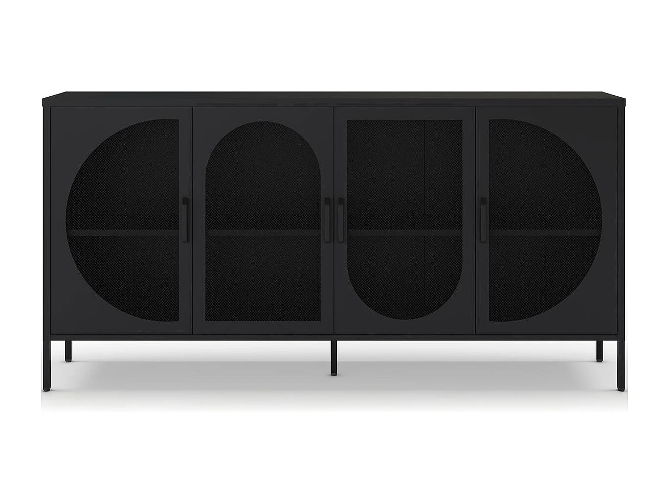 Buffet 4 portes en métal noir 160 cm - Inoa