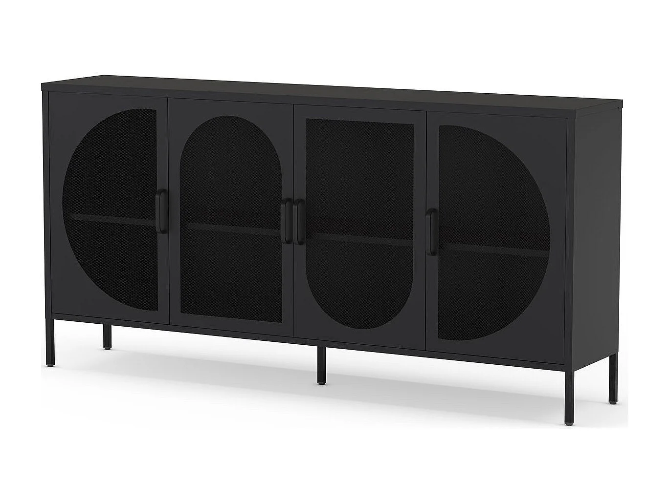 Buffet 4 portes en métal noir 160 cm - Inoa