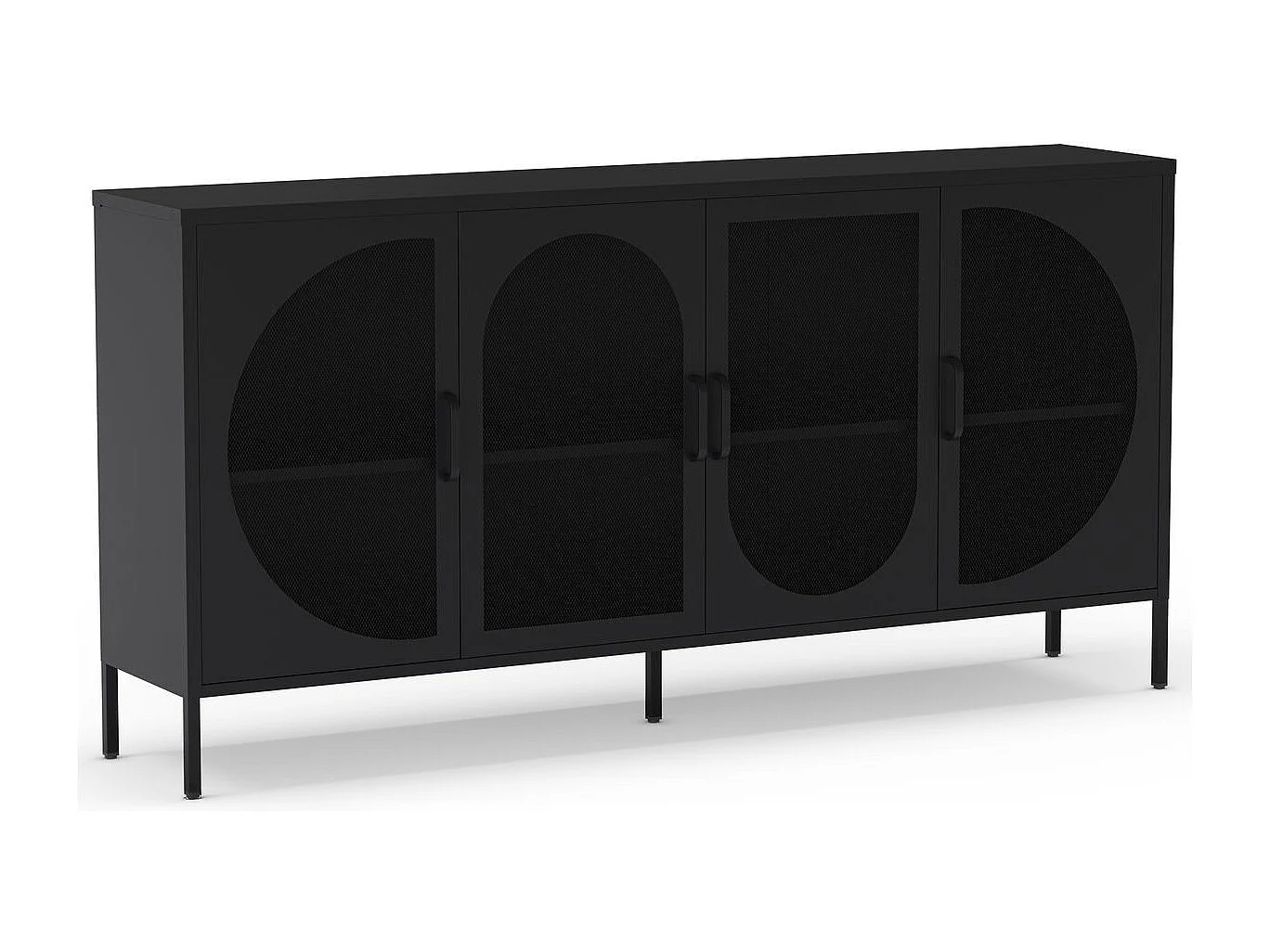 Buffet 4 portes en métal noir 160 cm - Inoa