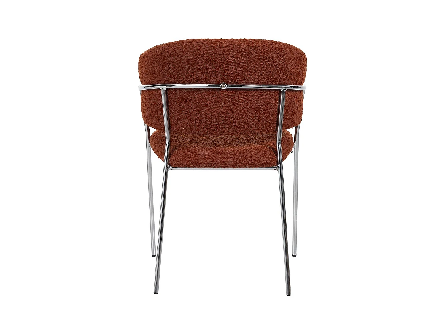 Lot de 2 chaises en tissu bouclé rouille et piètement chromé - Isya