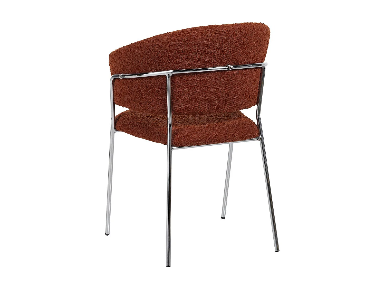 Lot de 2 chaises en tissu bouclé rouille et piètement chromé - Isya