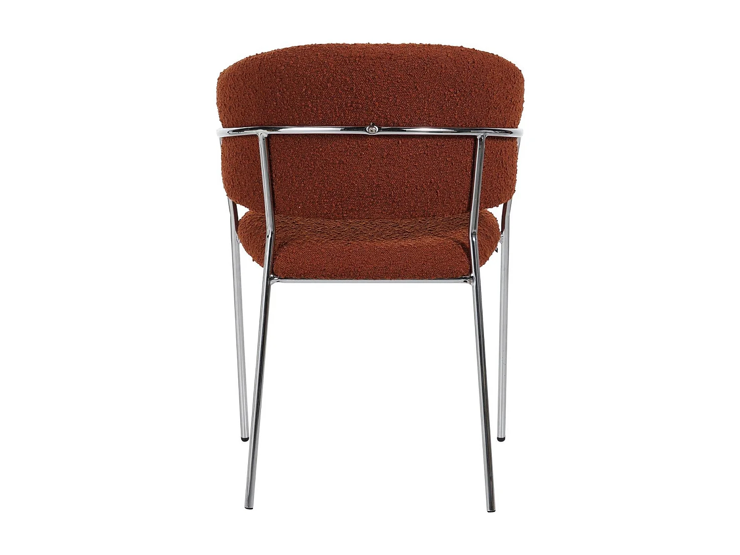 Lot de 2 chaises en tissu bouclé rouille et piètement chromé - Isya