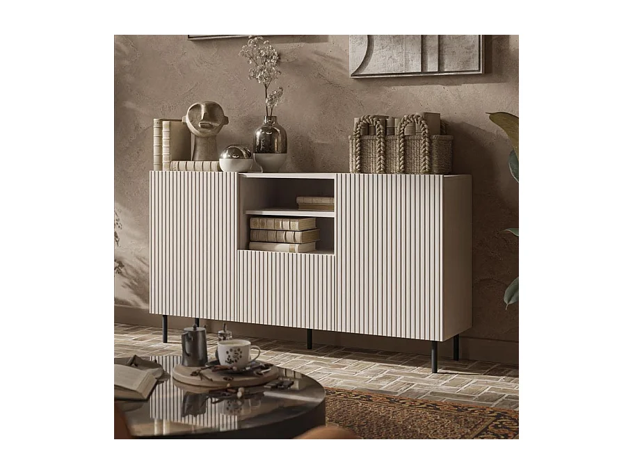 Buffet bas cachemire 150 cm - 2 portes 1 tiroir et niche ROTTERDAM