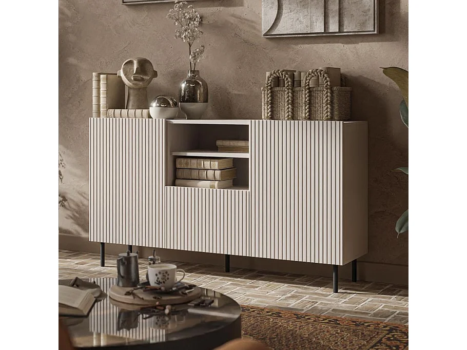 Buffet bas cachemire 150 cm - 2 portes 1 tiroir et niche ROTTERDAM