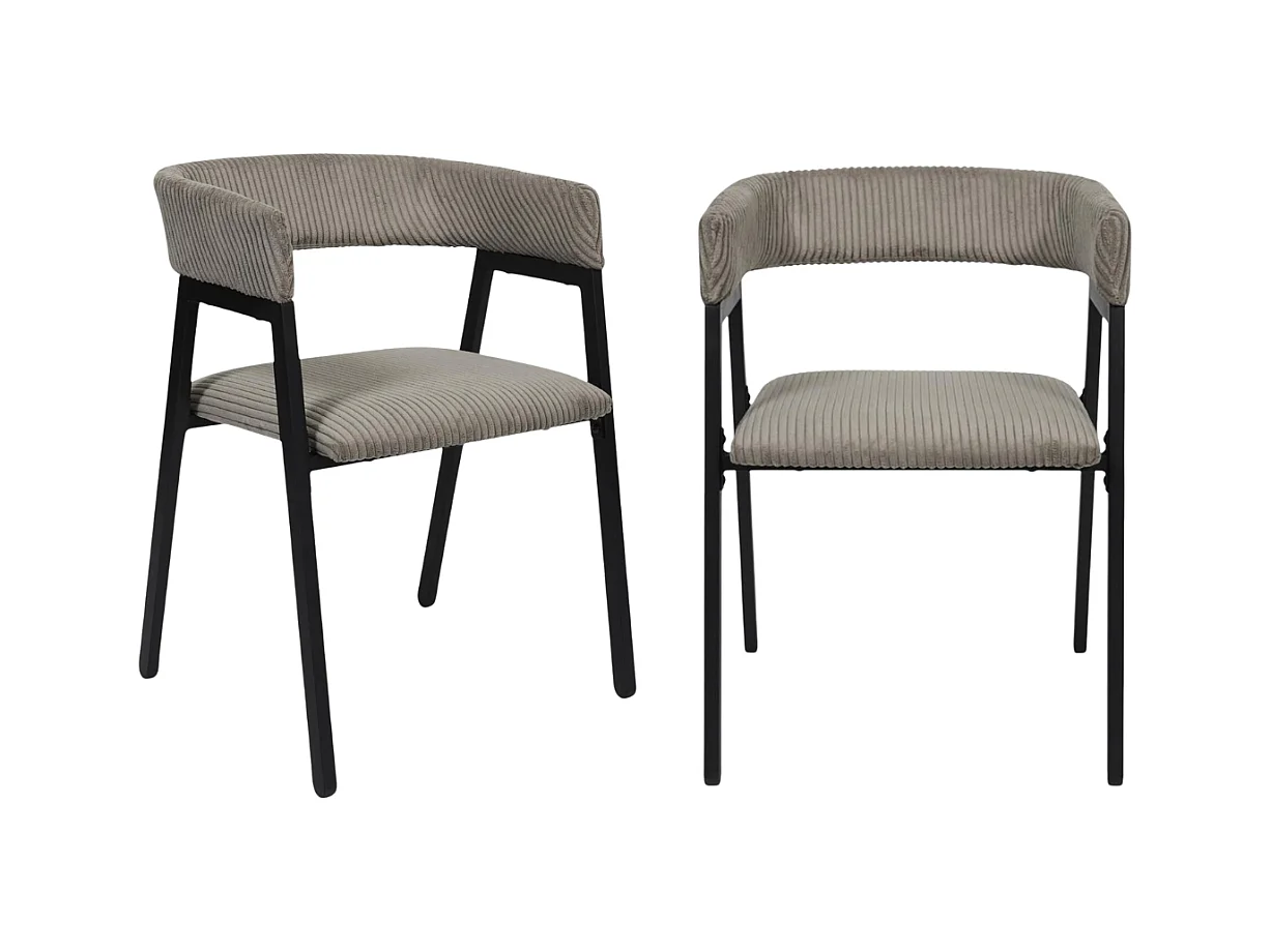 Lot de 2 fauteuils de table en velours côtelé avec pieds métal SCOTT