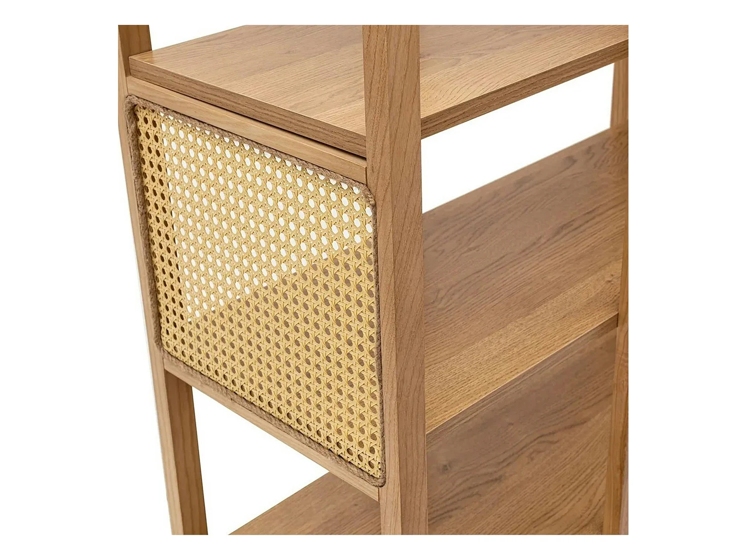 Bibliothèque cannage & effet bois - double arche ovale TANDI