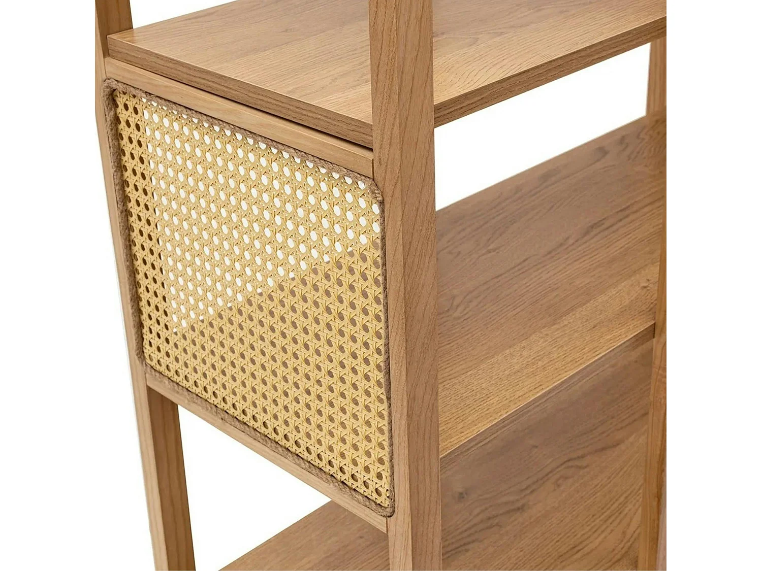 Bibliothèque cannage & effet bois - double arche ovale TANDI