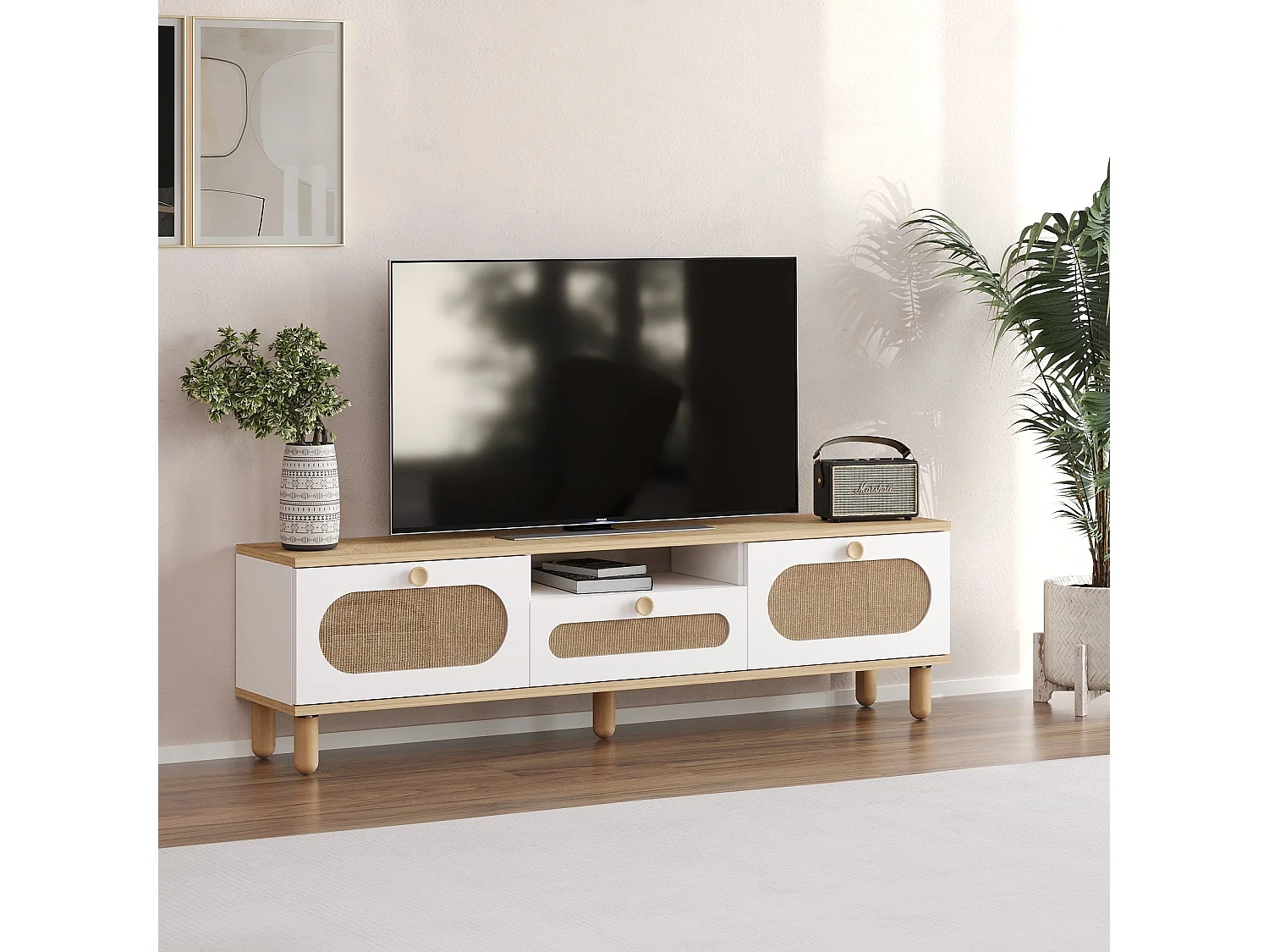 Mobile TV con 3 porte a ribalta e 1 nicchia L150 cm - BOHEM