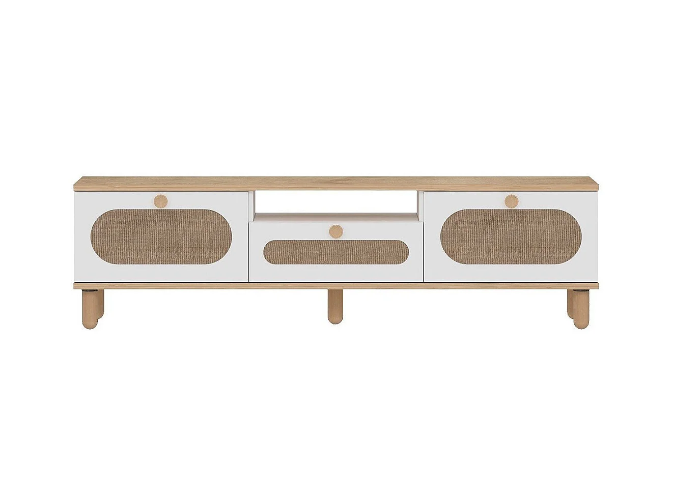 Meuble TV 3 portes rabattables et 1 niche L150 cm - BOHEM