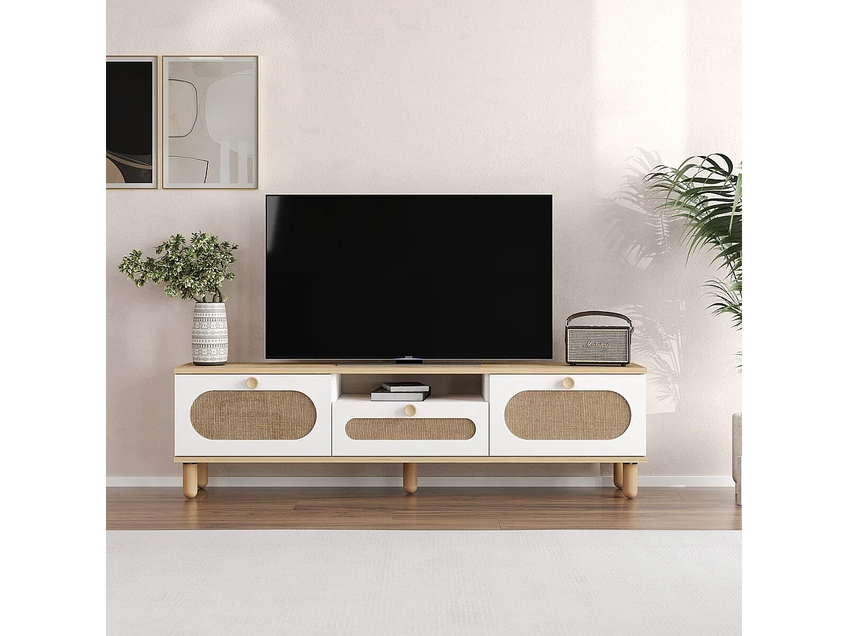 TV-Möbel mit 3 klappbaren Türen und 1 Nische, L150 cm - BOHEM