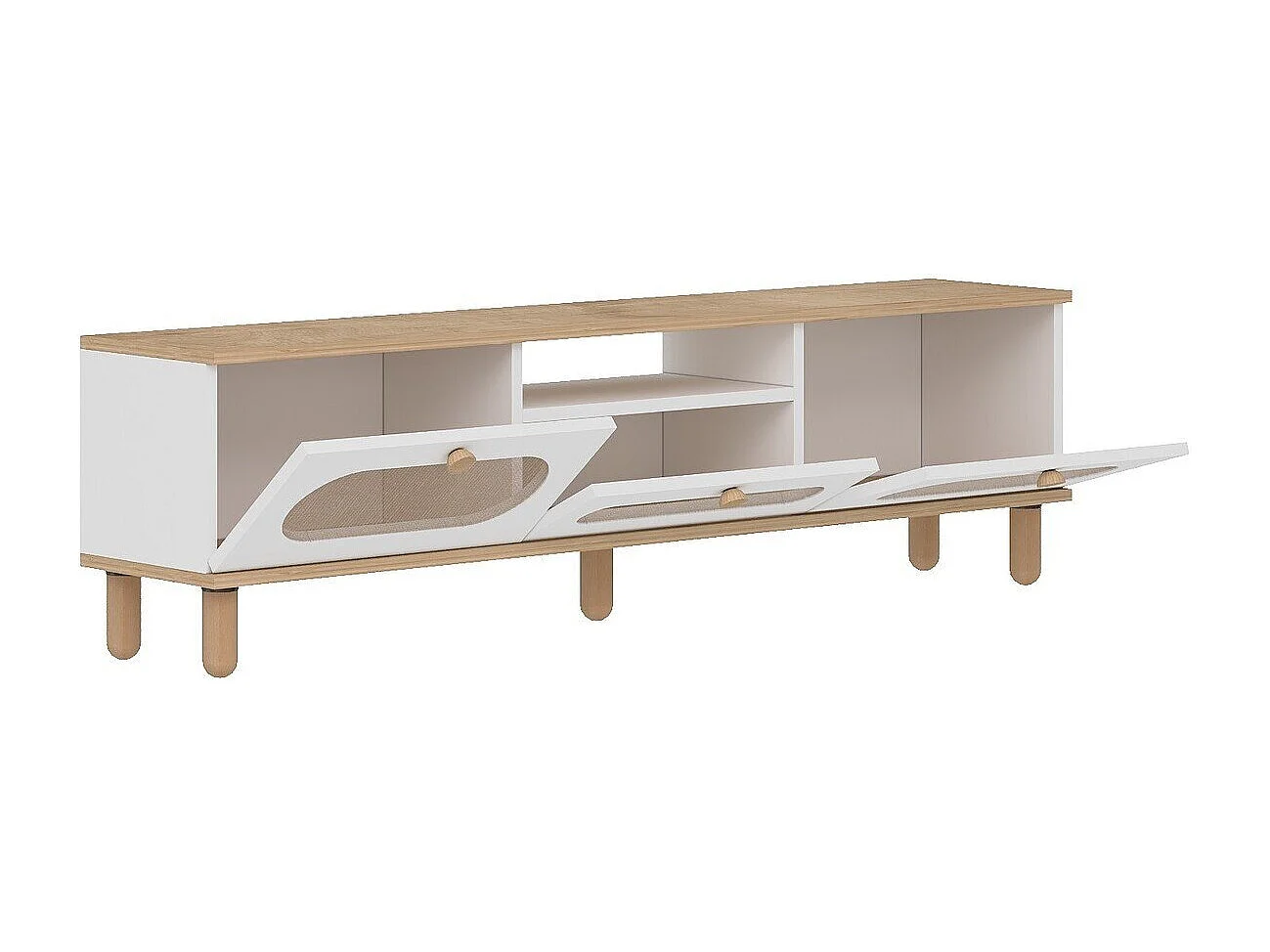 TV-Möbel mit 3 klappbaren Türen und 1 Nische, L150 cm - BOHEM