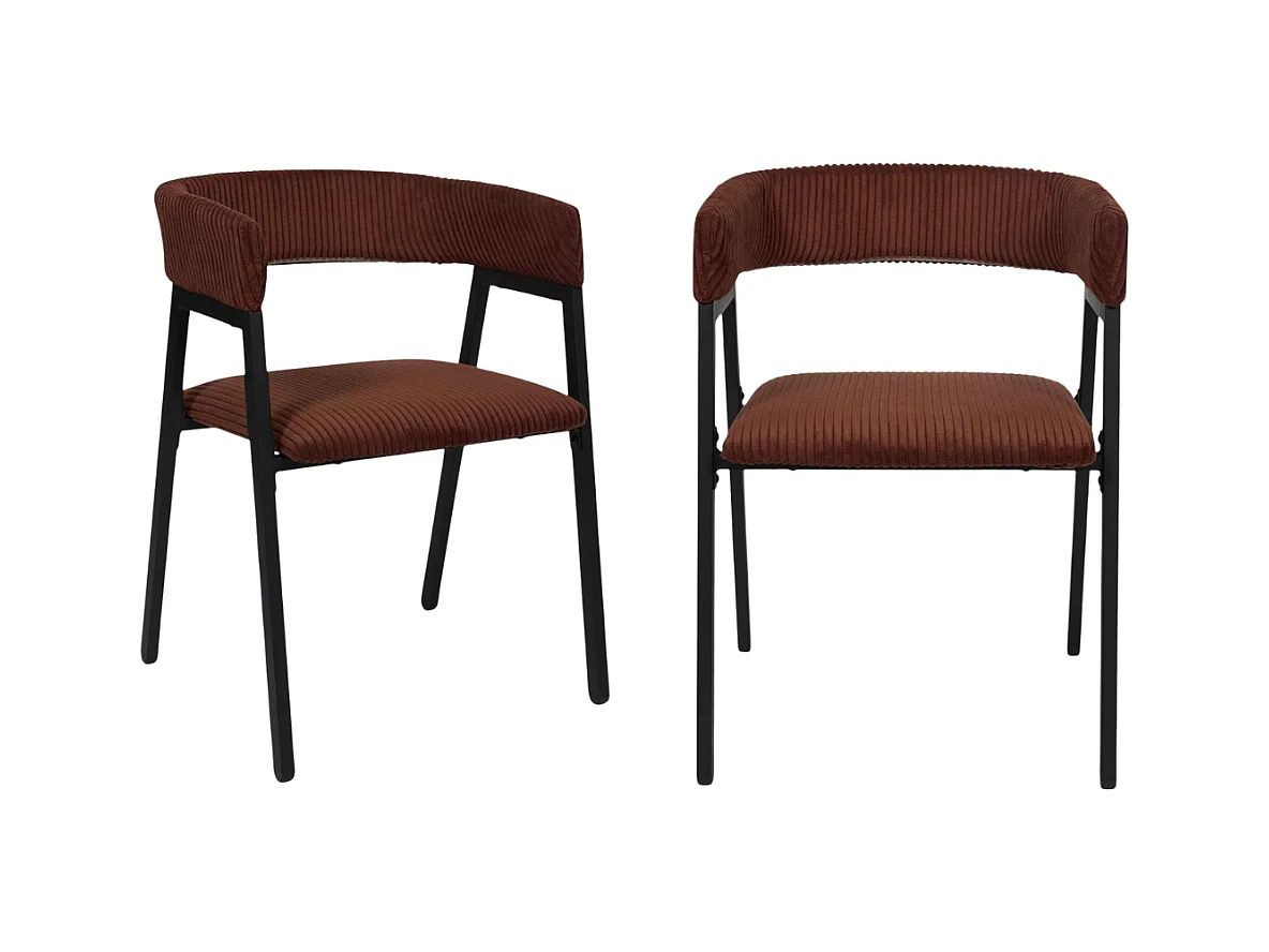 Lot de 2 fauteuils de table en velours côtelé avec pieds métal SCOTT