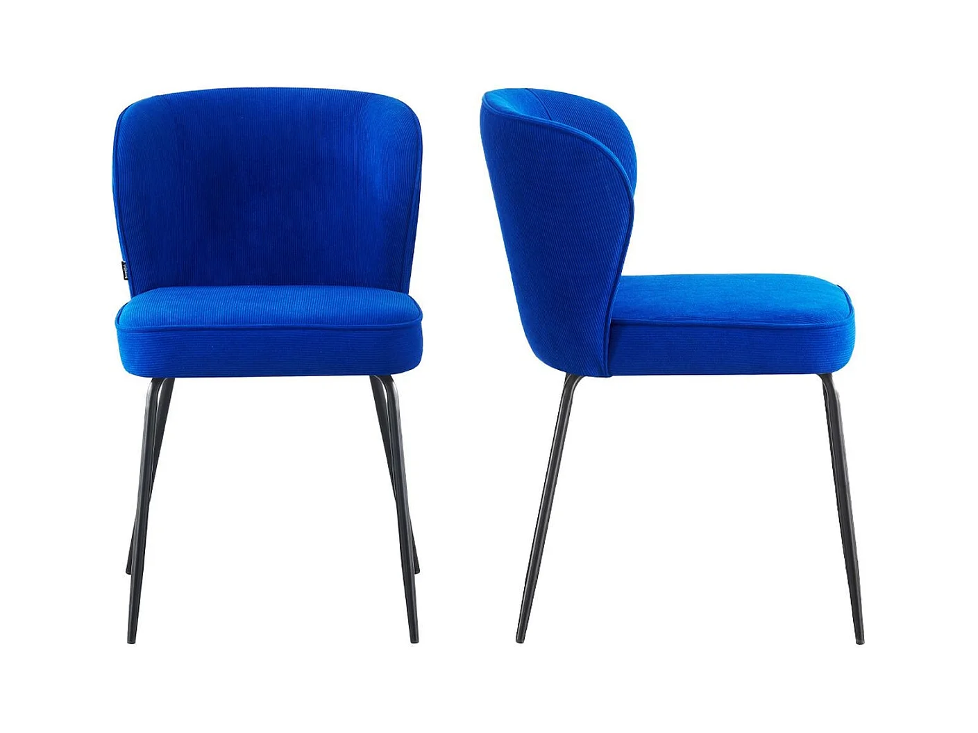 Lot de 2 chaises en velours côtelé bleu électrique - Tara