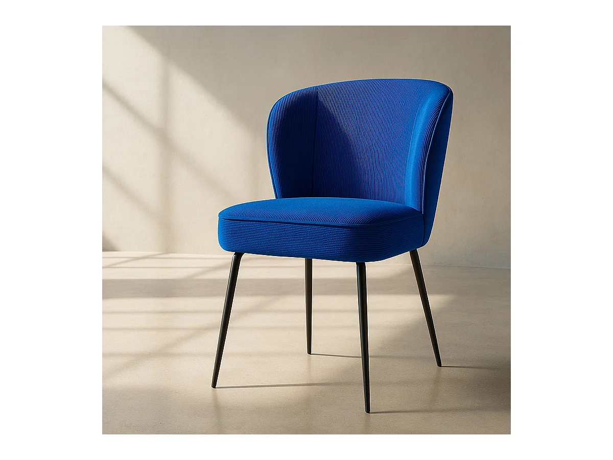 Lot de 2 chaises en velours côtelé bleu électrique - Tara