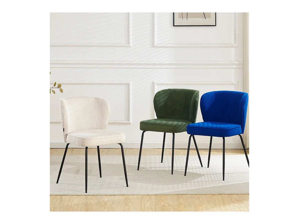 Lot de 2 chaises en velours côtelé bleu électrique - Tara