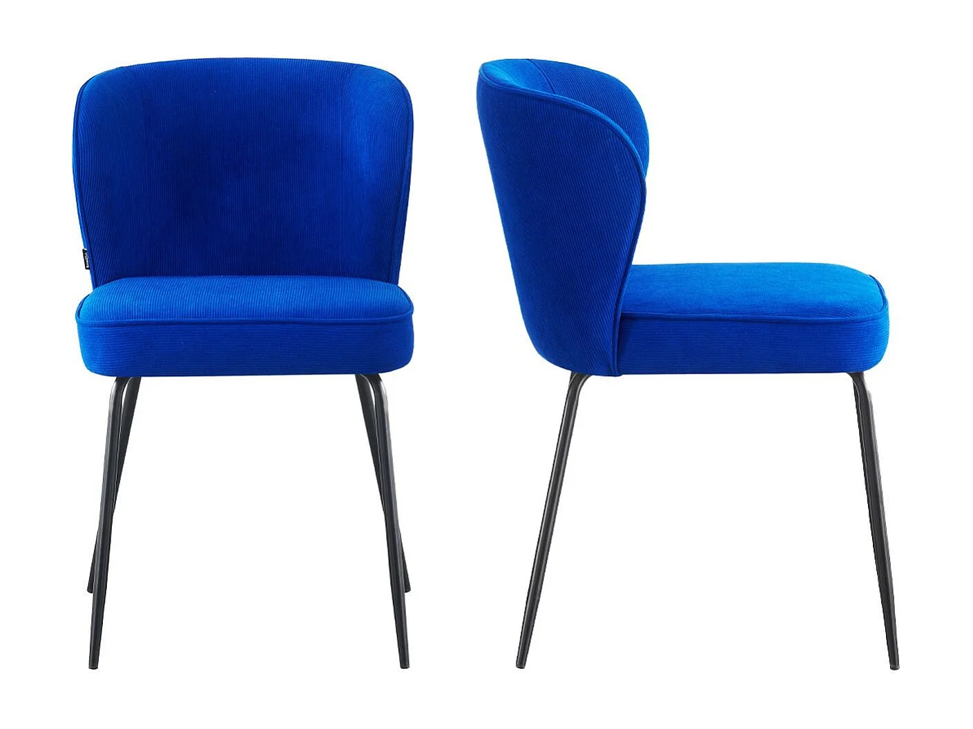 Lot de 2 chaises en velours côtelé bleu électrique - Tara