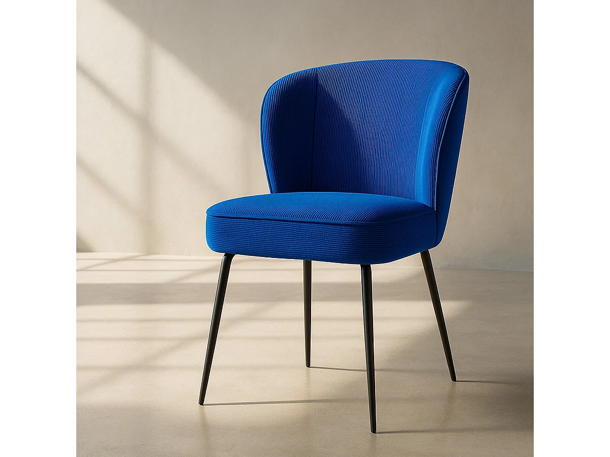 Lot de 2 chaises en velours côtelé bleu électrique - Tara