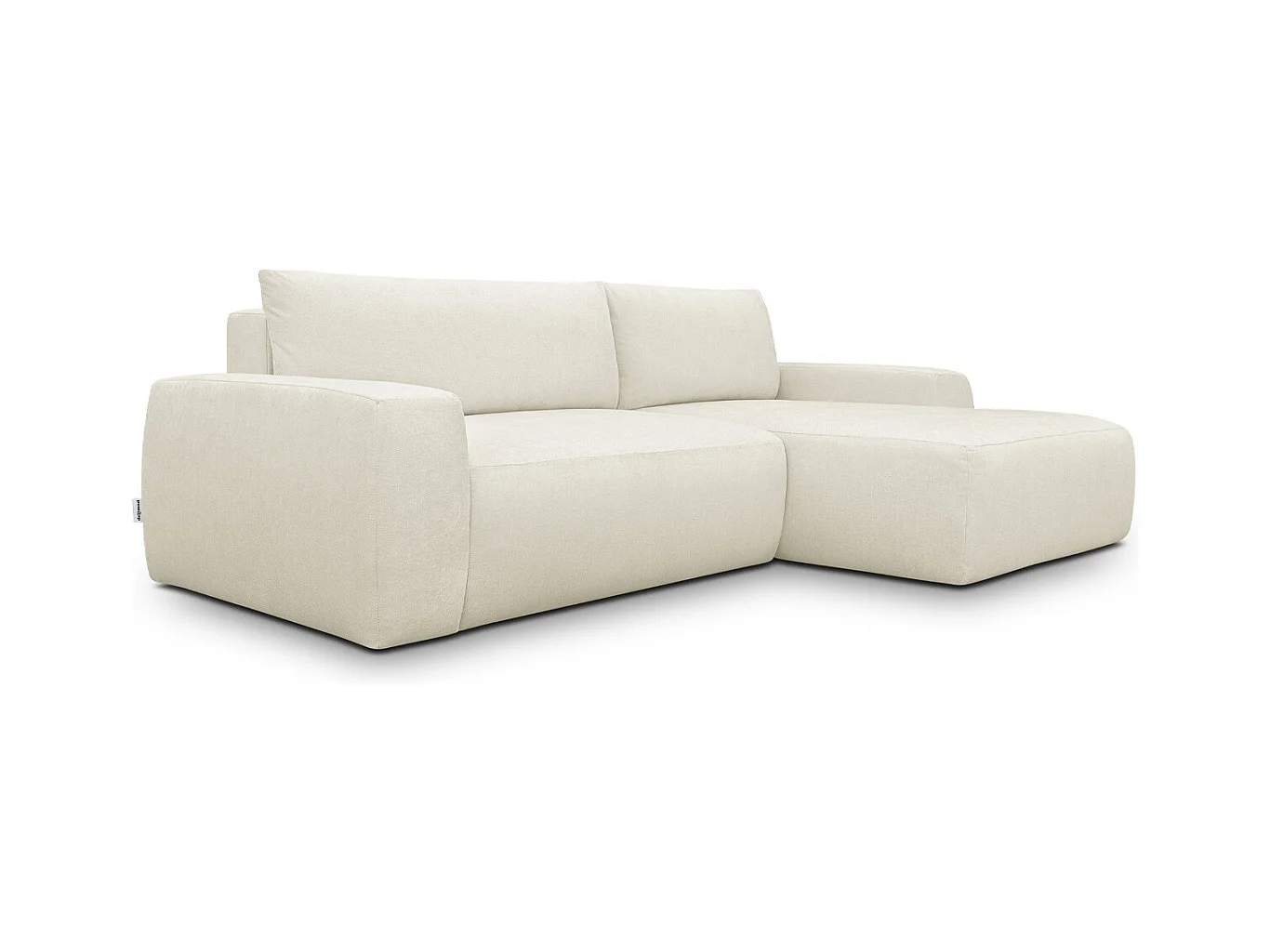 Canapé d'angle droit convertible 3 places en tissu chenille beige - Sonny