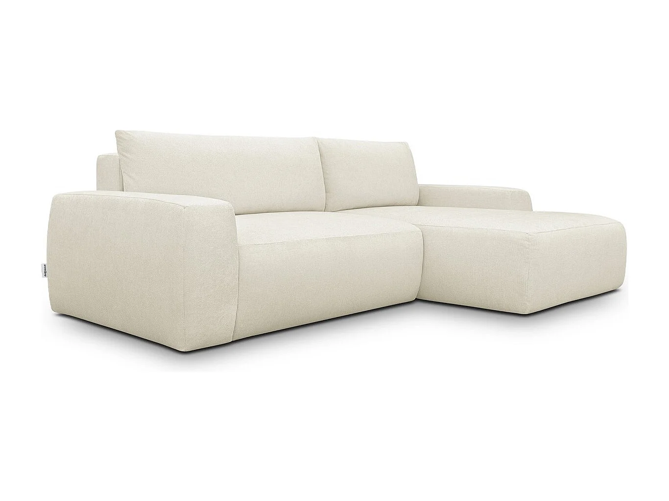 Canapé d'angle droit convertible 3 places en tissu chenille beige - Sonny