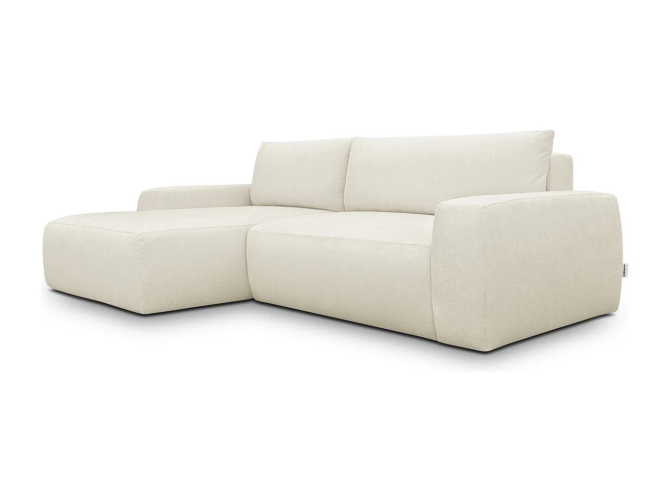 Canapé d'angle gauche convertible 3 places en tissu chenille beige - Sonny