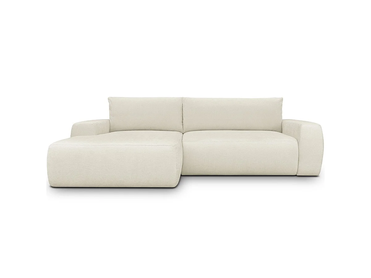 Canapé d'angle gauche convertible 3 places en tissu chenille beige SONNY
