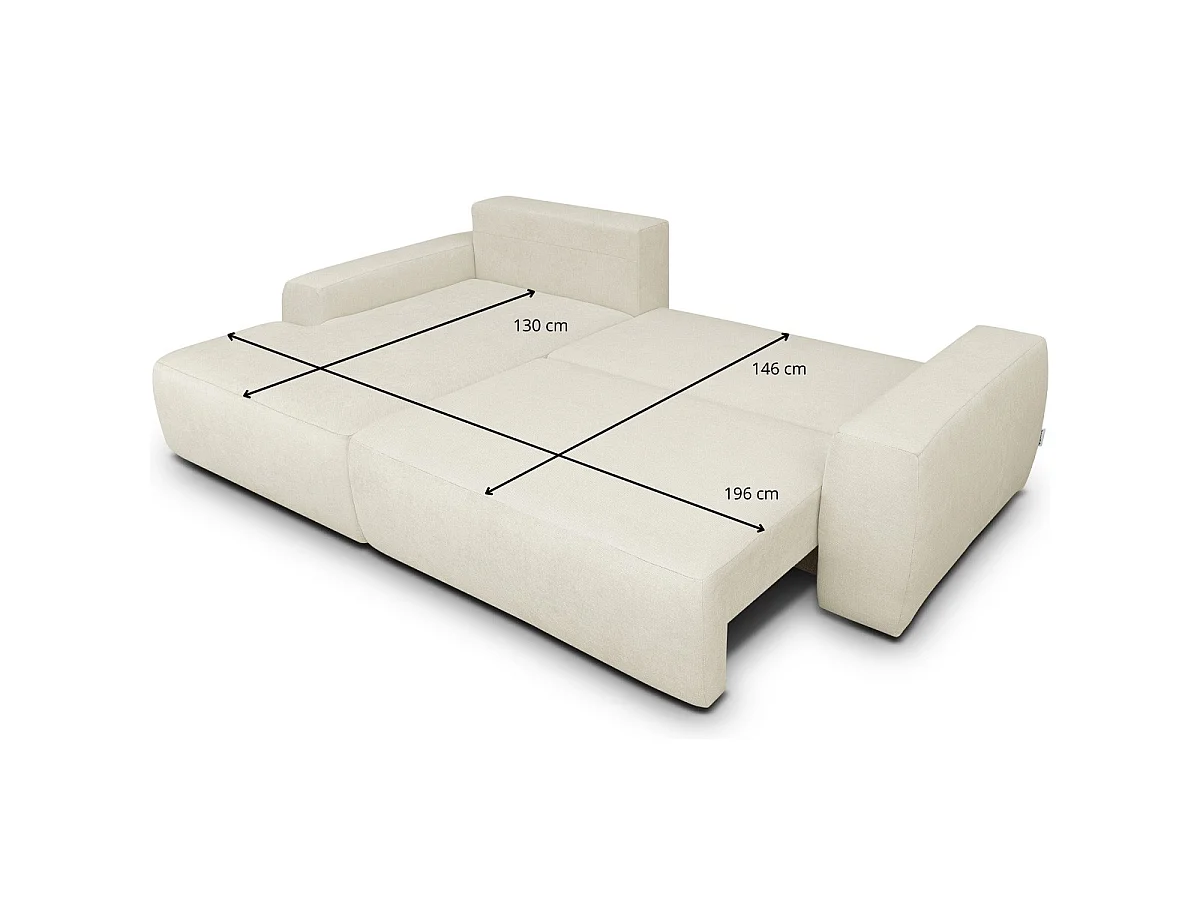 Canapé d'angle gauche convertible 3 places en tissu chenille beige SONNY