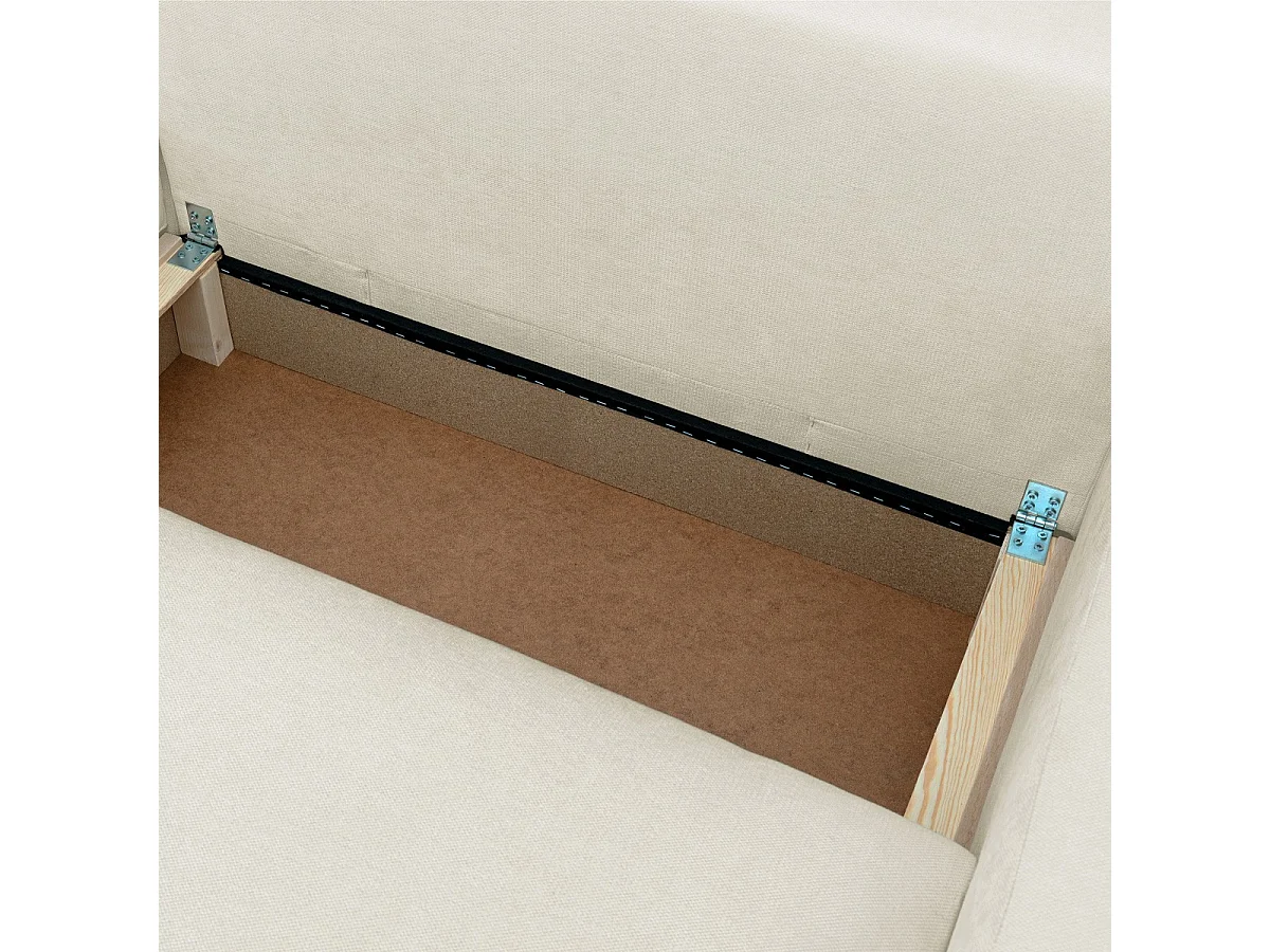 Canapé d'angle gauche convertible 3 places en tissu chenille beige SONNY