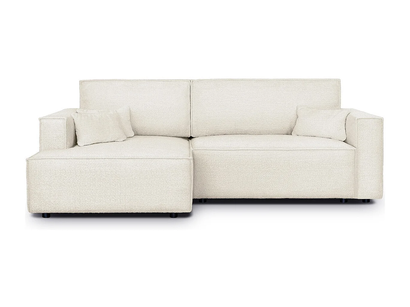 Canapé d'angle à gauche convertible 3 places en tissu bouclé beige - Asti