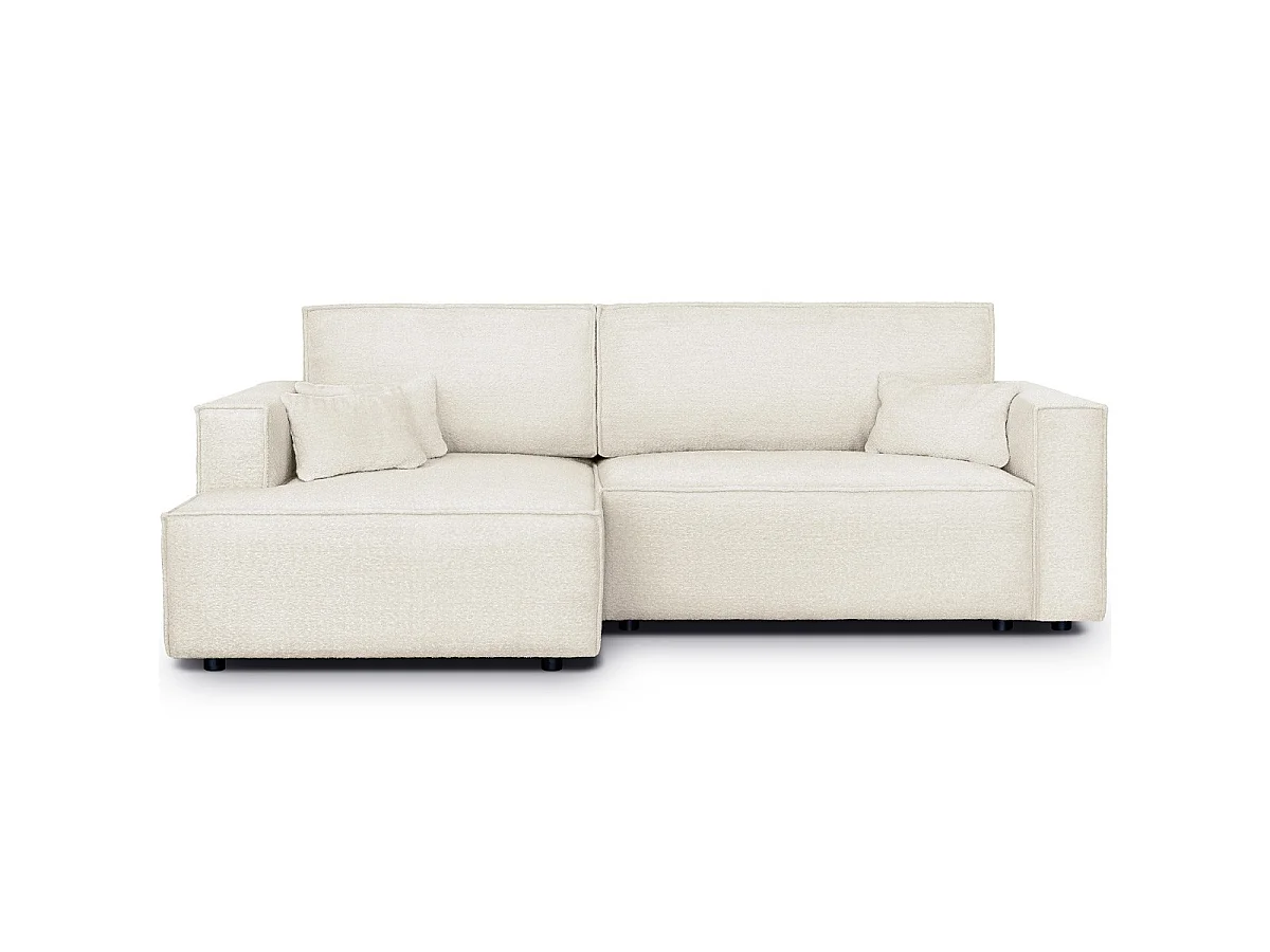 Canapé d'angle convertible 3 places en tissu beige ASTI