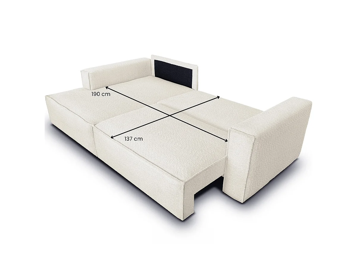 Canapé d'angle convertible 3 places en tissu beige ASTI